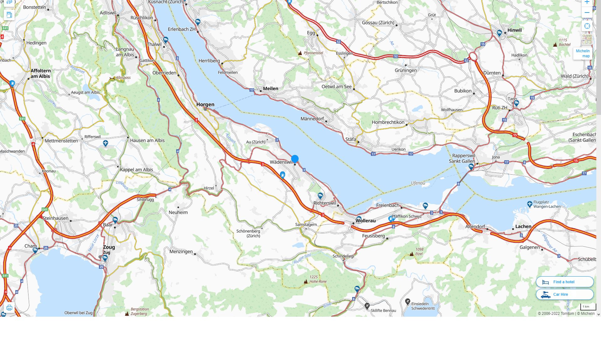 Wadenswil Suisse Autoroute et carte routiere